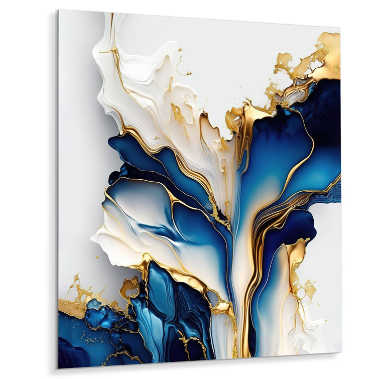 Mercer41 Abstract Geode Gold And Blue Marble Shape III On Metal Print